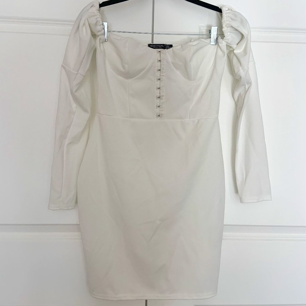 Nasty Gal Bardot Cut White Dress